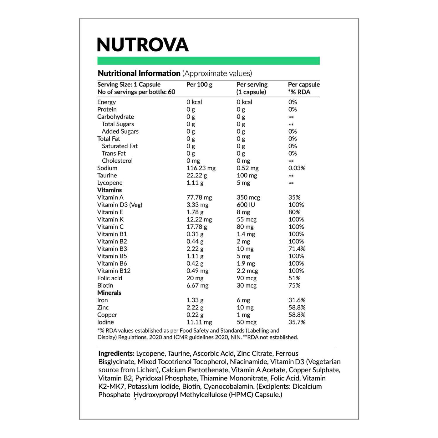 Nutrova Multivitamin For Vegans