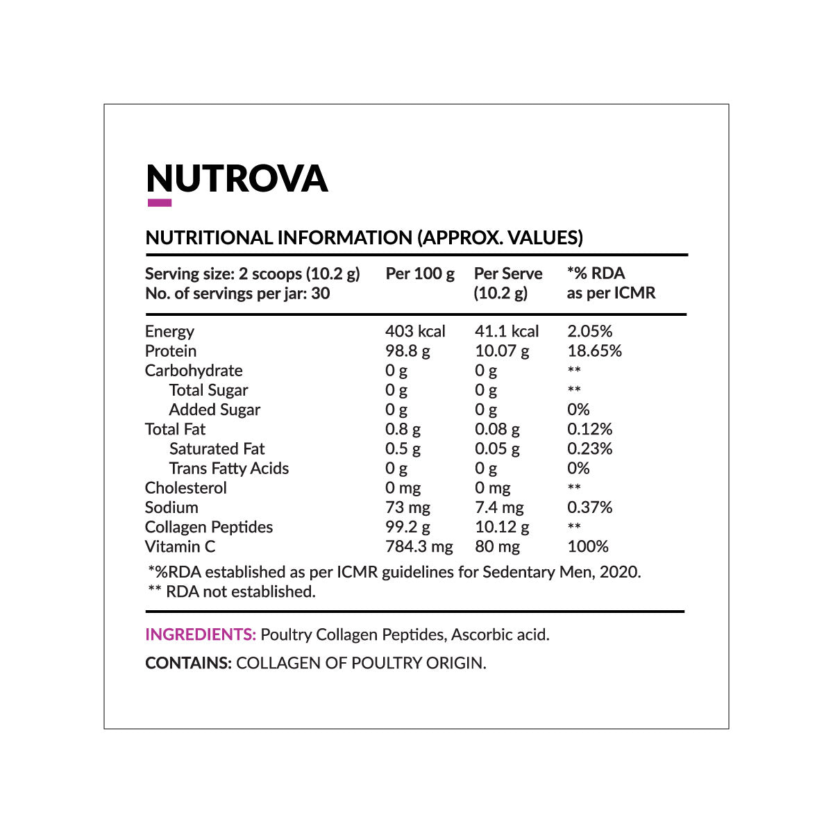 Nutrova Poultry Collagen Peptides