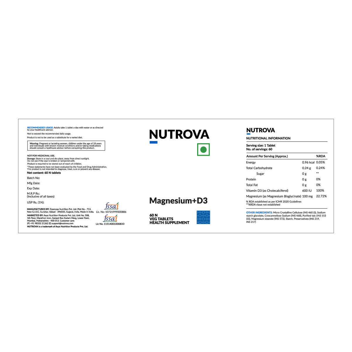 Nutrova Magnesium+D3