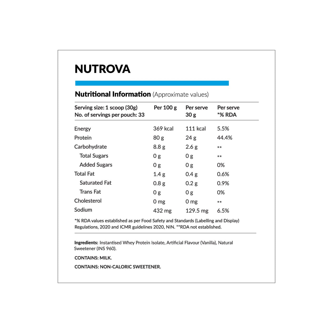 Nutrova Whey Protein Isolate (Vanilla)