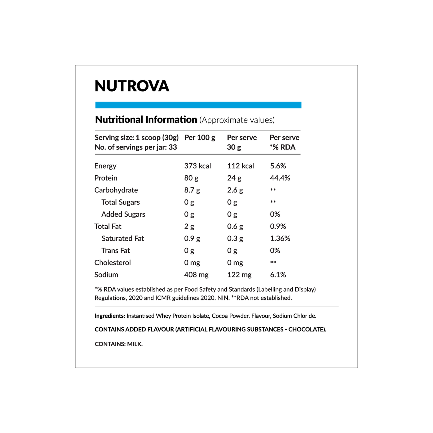 Nutrova Whey Protein Isolate (Dark Chocolate)